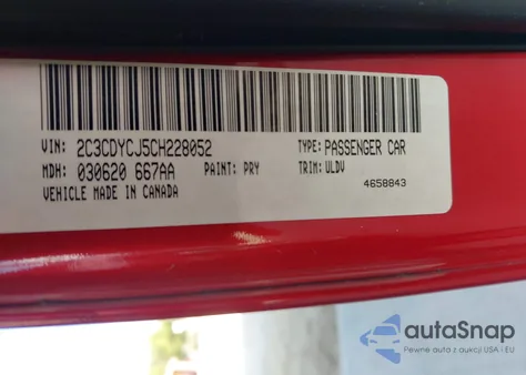 2012 Dodge Challenger Srt8 392 from USA, damaged, VIN 2C3CDYCJ5CH228052